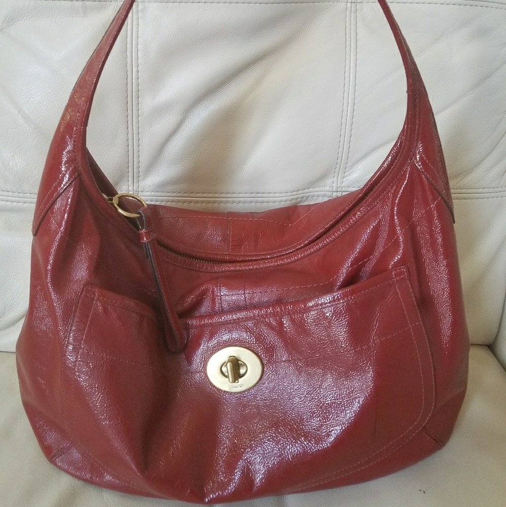 Coach Red Patent Leather Hobo